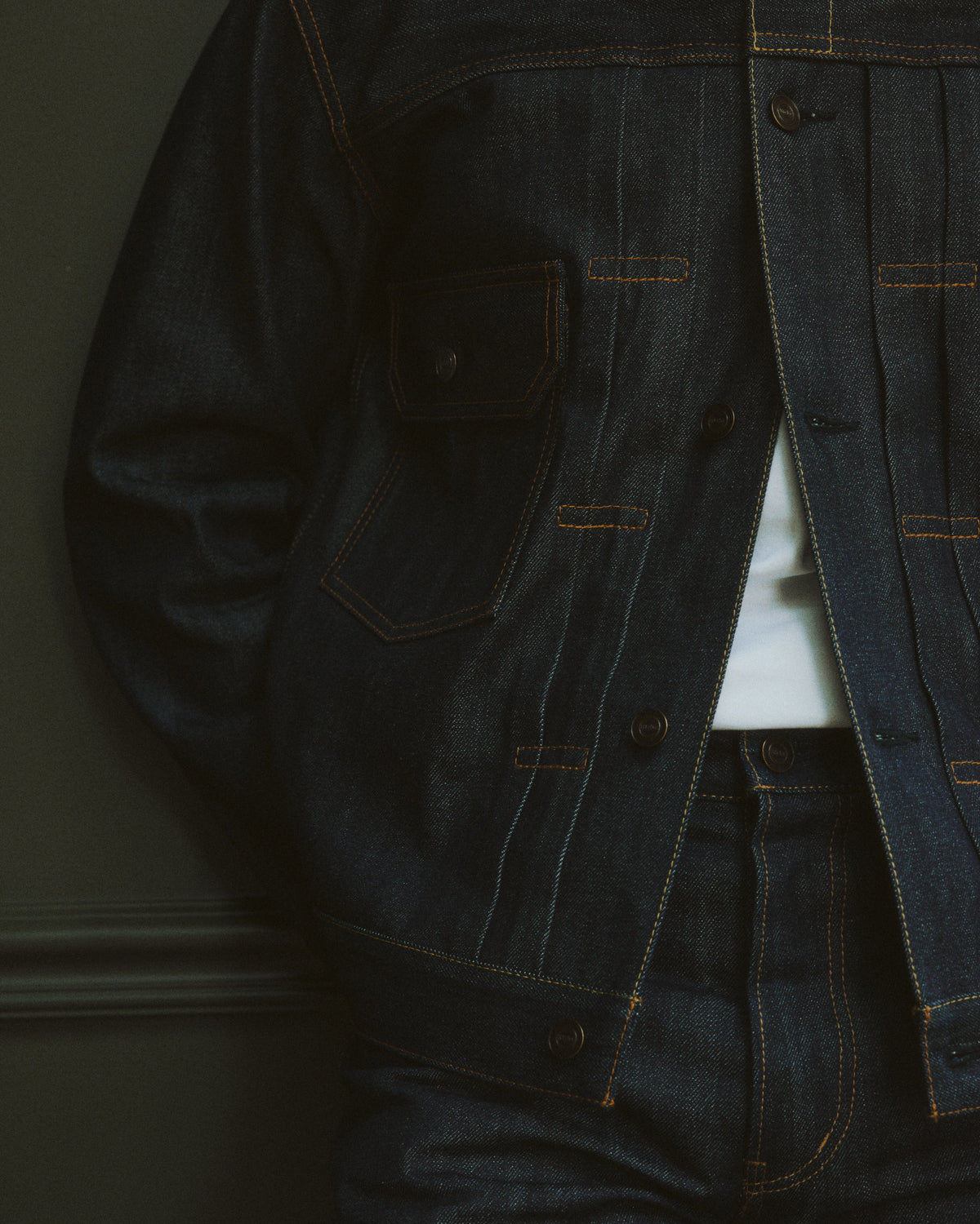 veste jean selvedge luxe homme indigo