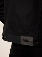 veste en jean selvedge noir en denim japonais, jacron