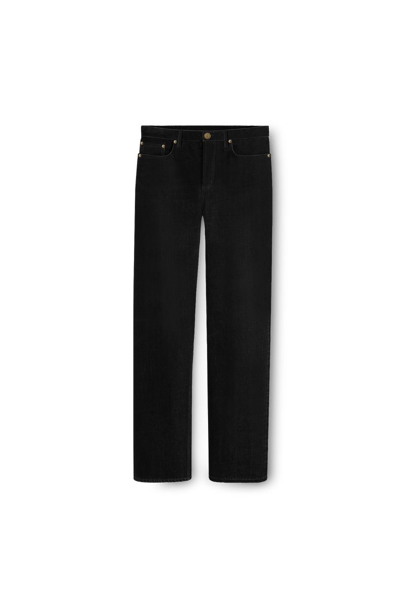 jean selvedge noir en denim japonais, de face
