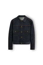veste en jean selvedge indigo, denim japonais, face