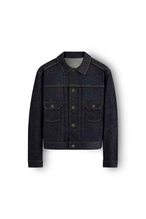 veste en jean selvedge indigo, denim japonais, face