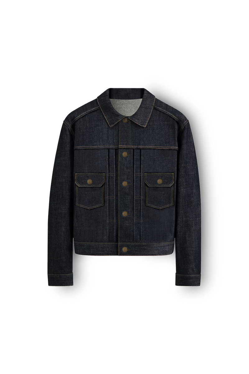 veste en jean selvedge indigo, denim japonais, face