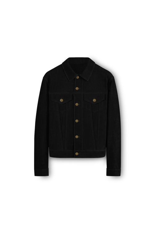 veste en jean selvedge noir en denim japonais, face