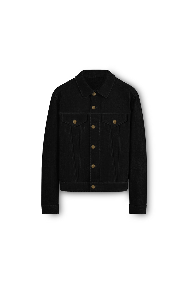 veste en jean selvedge noir en denim japonais, face