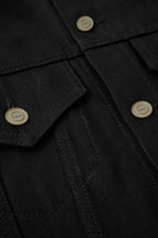veste en jean selvedge noir en denim japonais, zoom boutons
