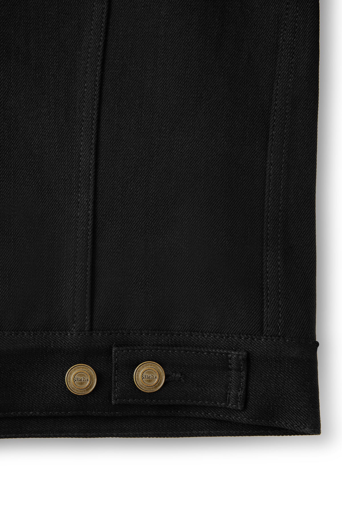 veste en jean selvedge noir en denim japonais, zoom manches